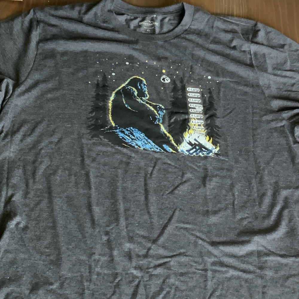 Sasquatch Bigfoot and the moon and stars Dark Gray Graphic T-Shirt